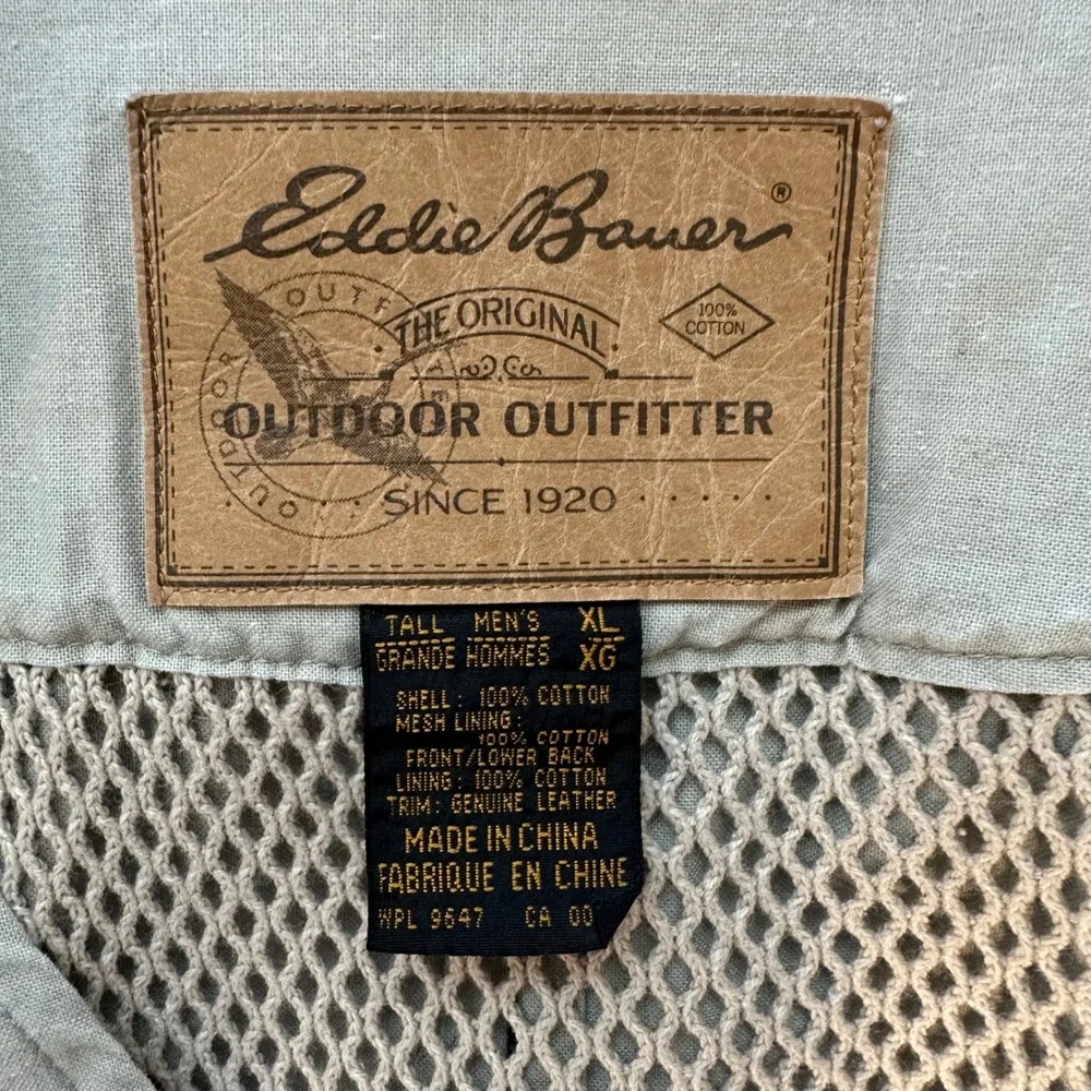 Vintage Eddie Bauer Utility Fishing Vest Men XLT Tall Beige Mesh Safari Photo